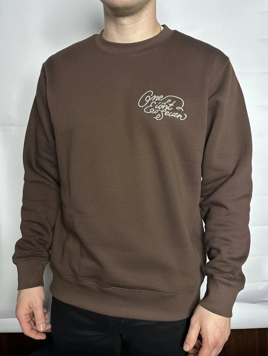 One Hot Copper 187 Embroidered Crewneck Sweatshirt – Chestnut Brown Ten-Eight