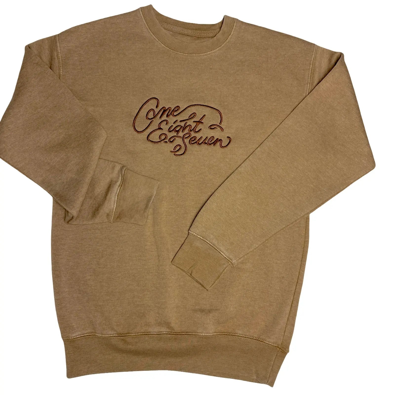 Vintage Mineral Wash Crewneck Sweatshirt - “One Eight Seven” Embroidered Ten-Eight