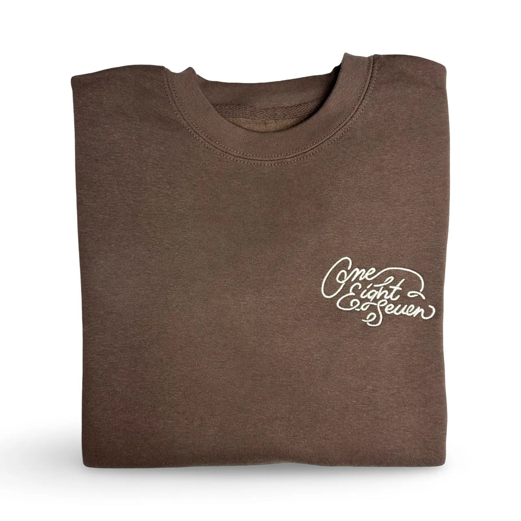 One Hot Copper 187 Embroidered Crewneck Sweatshirt – Chestnut Brown Ten-Eight